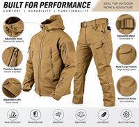 Ensemble veste softshell et pantalon cargo pour homme, idéal pour la randonnée, le trekking, imperméable, coupe-vent, vêtements de travail utilitaires, veste avec poche zippée