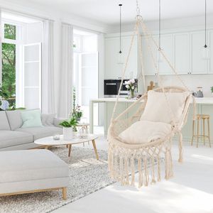 Silla Colgante Tipo Hamaca para Patio con Cojines Suaves y Cadena de Cuerda Resistente - Product Image 3