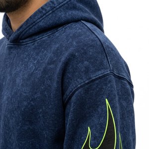 Ensemble de survêtement bleu marine à capuche pour homme, 100 % coton, manches longues, coupe ample, style streetwear avec cordon de serrage et poches latérales - Product Image 3