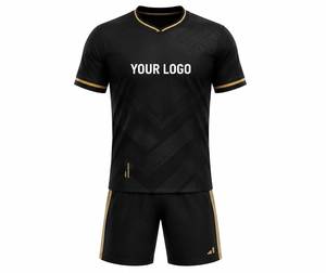 Ensembles de maillots de football personnalisables avec logo, noms et numéros, col en V, imprimés par sublimation, en stock – Tissu performant, shorts assortis - Product Image 2