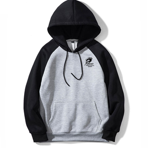 Zhost Men's <b>Lined</b> <b>Fleece</b> Hooded <b>Sweatshirt</b> Gray Black Raglan Sleeve Casual Cotton Front Logo Pocket Winter Wear - Product Image 1