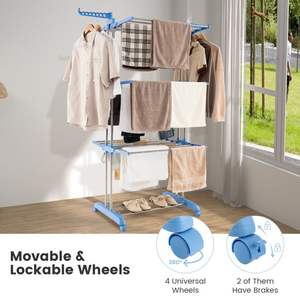 Tendedero Plegable de 4 Niveles con Alas Laterales Giratorias, Práctico Producto para el Hogar - Product Image 6