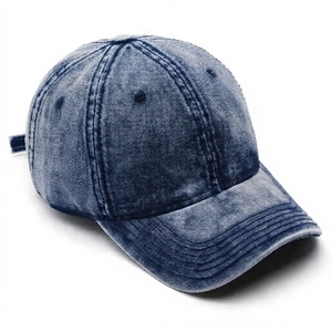 Casquette de baseball unisexe vierge à 6 panneaux en denim, taille ajustable, visière incurvée, non structurée, prix d'usine, faible MOQ - Product Image 1