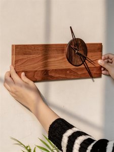 Vertical Wooden <b>Wall</b> <b>Clock</b>, Modern Slim Wood Slab <b>Decor</b>, Minimalist Timepiece - Product Image 2
