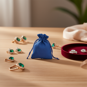 Bolsa de Regalo Azul Ilan 10x15 Cm con Cordón para Empaque de Joyería - Product Image 3