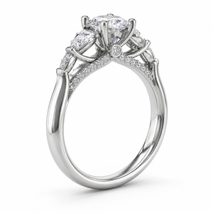 Anillo de compromiso de plata 925 para mujer con diamante talla brillante redonda, engaste de puntas, banda pavé, estilo clásico, certificado IGI - Product Image 2
