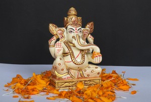 Nirmala Handicrafts - Estatua de Ganesha de Resina Hecha a Mano, 3x2x4.5 Pulgadas, Figuras Religiosas Culturales Tradicionales, Decoración de Mesa, Diwali - Product Image 4