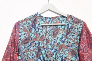 New Arrival Bohemian Bell Sleeve <b>Top</b> Fashionable New Printed Silk Wrap <b>Top</b> Bell Sleeves Crop <b>Top</b> Tunic Dress for Women - Product Image 3