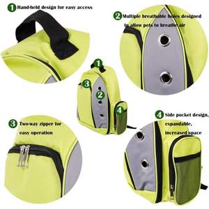 Small Animals <b>Travel</b> <b>Bag</b> Green <b>Pet</b> Carrier Backpack with Mesh Window for Dog and Cat - Product Image 3