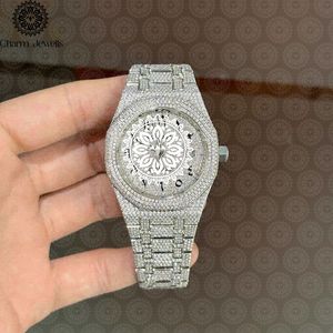 Reloj Charm_Jewells de Lujo, Acero Inoxidable, Caja Tonneau de 40mm, Analógico, Cuarzo, con Incrustaciones de Diamantes, Diseño Hueco, Unisex, a la Moda - Product Image 1
