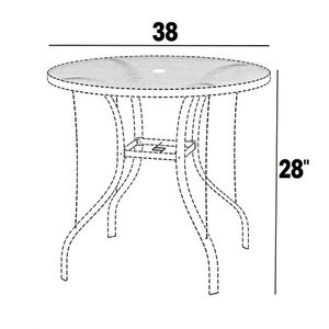 Mesa de Comedor Negra para Exteriores con Orificio para Sombrilla, para Terraza o Uso como Mesa de Café - Product Image 6
