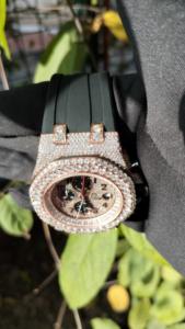 Chronograph Moissanite Hip Hop Iced Out Watch Rubber <b>Belt</b> - Product Image 3