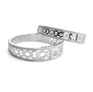 แหวนคู่รักเงินแท้ 925 ลายเรขาคณิต - Product Image 3