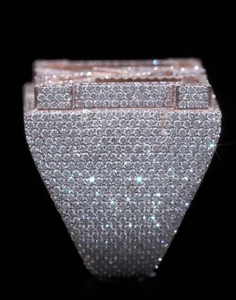 Luxury Moissanite Letter M <b>Cocktail</b> <b>Ring</b> 925 Silver 18K Solid <b>Gold</b> Baguette Cut Pave Setting Unisex Gift Jewelry - Product Image 2