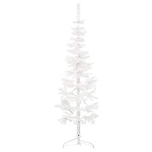 Semi-sapin artificiel blanc élancé de 1,20 m avec support – Décoration de Noël élégante - Product Image 3