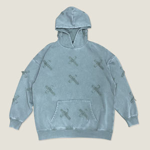 Women's Oversized Hoodie Embroidered Geometric Pattern Full Sleeve Knitted Cotton Autumn Casual Wear - Product Image 2