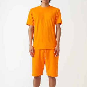 Nouvel ensemble vintage 2 pièces pour homme, été, écologique, respirant, polyester/coton, t-shirt à manches courtes et short, tenue de sport - Product Image 1