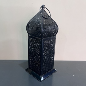 Artisan Design <b>Black</b> Finish Etched Iron Home Decorative <b>Lantern</b> From Uttar Pradesh - Product Image 5