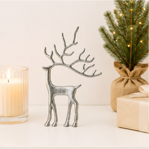 Custom Wholesale Textured Silver Metal <b>Christmas</b> Deer Statue Minimalist Reindeer Sculpture For Interior Home Decor Scandinavian - Product Image 4