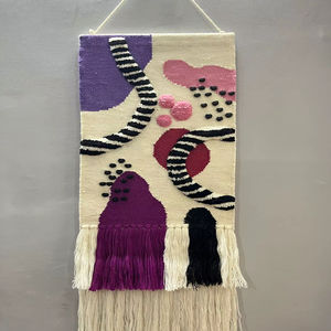 Abstract Hand Knotted Wool Wall Hanging Handmade Woven Macrame Tapestry Bohemian Home Decor Wall Hanging -20 - Product Image 1