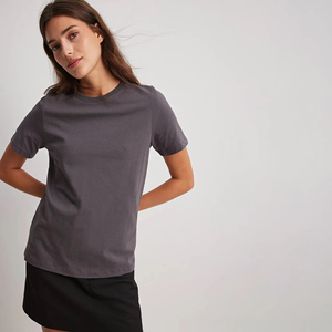 Camiseta Básica Lisa de Alta Calidad para Mujer, Suave, Informal, Cuello Redondo, Manga Corta, Personalizable, Ropa al por Mayor, Moda - Product Image 4