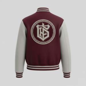 Chaqueta Universitaria Deportiva Tipo Letterman, Cuerpo de Lana, Mangas de Cuero, Parche con Logotipo Personalizado, Fabricante OEM, Venta al Por Mayor - Product Image 2