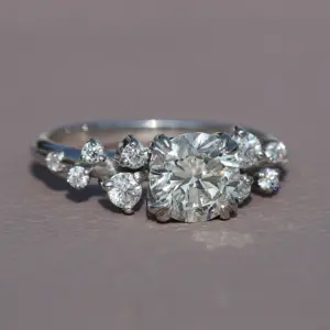 Lab grown diamond VVS clarity seti ile 925 ayar gümüş bayan yüzük bu benzersiz parça nişan için mükemmel