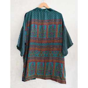 Kimono de Seda India para Mujer, Hecho a Mano, Corto, Estampado, Ropa de Dormir, Bata para Estar en Casa - Product Image 4