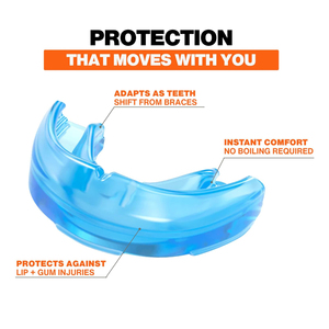 Protège-dents en silicone de qualité supérieure, équipement de sport protecteur pour la boxe, léger, moulable, unisexe, style standard, bleu, OEM - Product Image 2