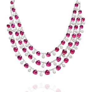 Elegant Women's Ruby Statement Necklace <b>Water</b> Drop Shape 925 Silver Moissanite Wedding Jewelry <b>Crystal</b> Rhinestone - Product Image 1
