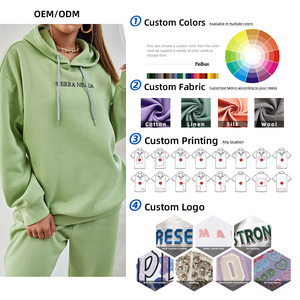 เสื้อฮู้ดผู้หญิงพิมพ์ลายปักโลโก้ตามสั่ง ผ้าเฟรนช์เทอร์รี่ สีพื้น สวมใส่สบายๆ สำหรับฤดูใบไม้ผลิ - Product Image 3