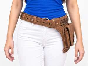 Ceintures de voyage unisexes style anglais pour moto, poche latérale, en cuir véritable, avec boucle réglable, sac banane - Product Image 5