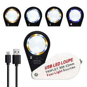 30X Silver Color Jewelers Loupe with UV & LED <b>Lights</b> with Four <b>Light</b> Modes, 22mm Foldable Loupe Jewelry Magnifier for Jewelry - Product Image 1