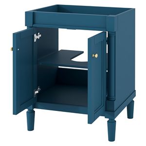 Mobile bagno moderno a 2 livelli da 24 pollici con lavabo singolo e ampi ripiani contenitori, mobiletto bagno con lavabo singolo - Product Image 4