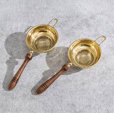 Passoire à thé en laiton de qualité supérieure avec manche en bois, filtre à thé à mailles fines pour thé en feuilles, poignée ergonomique, accessoires à thé traditionnels - Product Image 2
