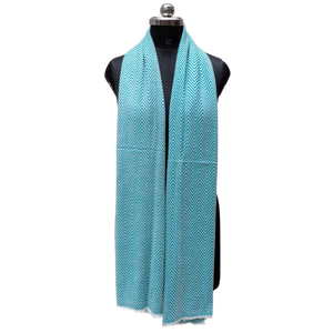 Elegante Estola de Lana Acrílica con Diseño Zigzag Turquesa, Bufanda de Invierno Hecha a Mano para Mujer de 28x80 Pulgadas, Chal Suave y Cómodo de Fibra para Dama - Product Image 1