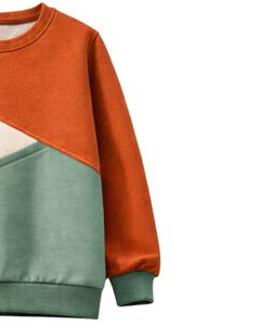 Sudadera Casual de Cuello Redondo para Mujer, Color Naranja y Verde Salvia, Estilo Oversize, Personalizada, para Invierno, Estilo Urbano - Product Image 4