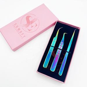 Pince à épiler de précision Somofy Enterprises, professionnelle, en acier inoxydable, avec design de poignée en forme de cœur, pointes en fibre lisses - Product Image 1