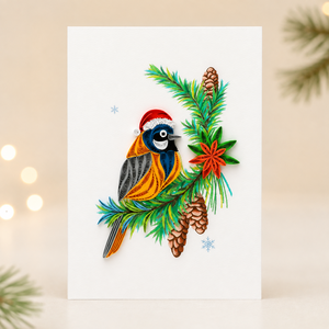 En gros, Carte de vœux en papier de haute qualité, motif oiseau de Noël vietnamien en quilling, avec enveloppe, faite main, impression numérique personnalisée - Product Image 1