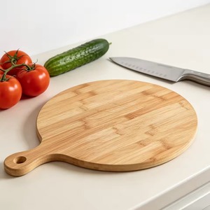 Planche à découper ronde en bambou avec poignée, épaisseur 1,5 cm, durable, compatible lave-vaisselle, pour servir, couper le fromage et la viande en cuisine - Product Image 1