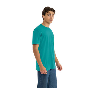 T-shirt unisexe For Level Apparel 3600 100% coton, coupe classique, impression de logo personnalisé sur le devant, couleur turquoise - Product Image 3
