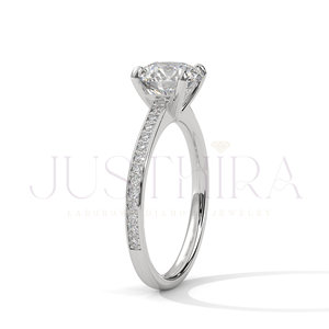 Most Selling Minimalist Round Cut Pave Settings Diamond <b>Ring</b> for Everyday Wear Office Use and Elegant Styling Available In Sale - Product Image 4