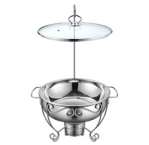 Recipientes modernos de metal para calentar comida con tapa de vidrio, ideales para servir platos principales calientes y guarniciones calientes. - Product Image 3