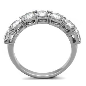 Anello TK2182 in Acciaio Inossidabile con Moissanite CZ di Grado AAA Altamente Lucidato, Finitura Trasparente - Senza Placcatura - Product Image 3