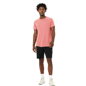 T-shirt pour homme rose à col rond et manches courtes, coupe classique, couleur unie, en coton tricoté, design décontracté et respirant - Product Image 4