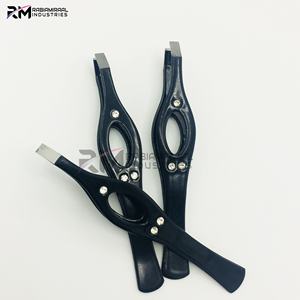 Pinzas para Cejas RMI, Producto de Primera Calidad, Recubrimiento en Polvo Negro Color Piedra / Punta Plateada de Acero Inoxidable, Juego de Pinzas de Punta Recta - Product Image 5