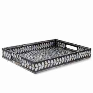 Nouveaux plateaux de service rectangulaires en résine et nacre pour mariages, Ramadan, Eid et autres occasions festives, pour la table. - Product Image 6