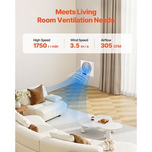 Ventilatore da Parete 2-in-1 da 7,5 Pollici, 305 CFM, con Telecomando, 10 Velocità, Silenzioso, per Ventilazione da Stanza a Stanza - Product Image 4