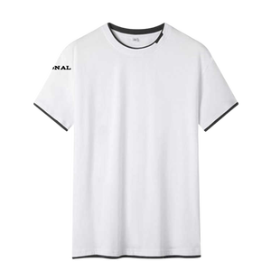Camiseta de Manga Corta Azul Claro para Hombre, 100% Algodón, Cuello Redondo, Corte Regular, Ribete en Contraste, Estilo Casual, Color Sólido, Tejido de Punto - Product Image 3
