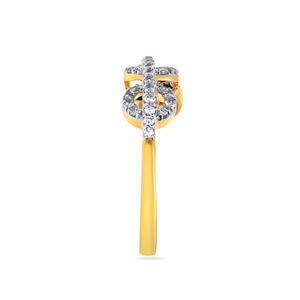 Elegance of <b>Circles</b> Diamond <b>Ring</b> Sparkling Pave Diamond Intertwined Band <b>Ring</b> in Solid Yellow Gold - Product Image 4